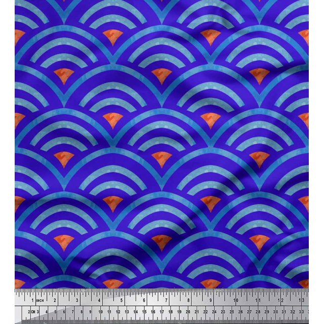 Soimoi Crepe Silk Fabric Scales Geometric Printed Fabric 1 Yard 42 Inch Wide
