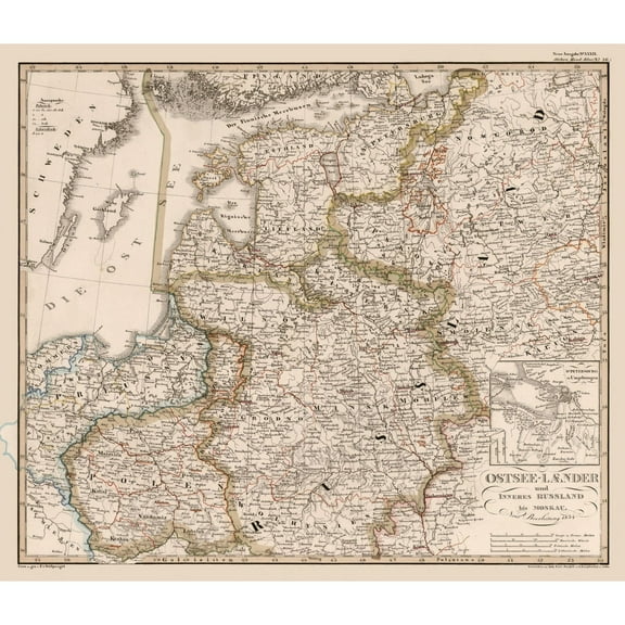 Historic Map - Russia Western - Stieler 1834 - Vintage Wall Art