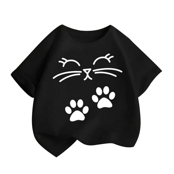 Utoimkio Little Boy Girls T-Shirts Kids Short Sleeve Crewneck Tees Cute Print Casual Tops Size 2-14T