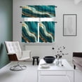 thumbnail image 5 of Dark Green Marble Kitchen Curtains Valances and Tiers Set of 3 Gold Line Abstract Art Fluid Modern Tier Curtains and Valance with Rod Pocket for Small Windows, 27.5"x24", 5 of 9