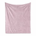 thumbnail image 1 of Modern Soft Flannel Fleece Throw Blanket, Symmetric Girly Vertical Stripes and Glam Squares Minimalist Art, Cozy Plush for Indoor and Outdoor Use, 70" x 90", Pale Pink Quartz and White, by Ambesonne, 1 of 6