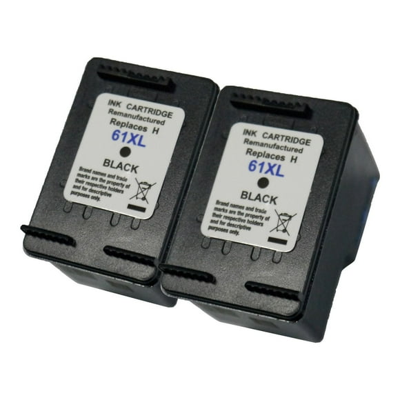 L-ink 2 Pack Compatible HP 61XL High Yield Black Ink Cartridge (CH563WN)