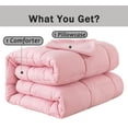 thumbnail image 3 of YEPCLUB 3-Piece Twin Size Comforter Set, Pink Down Alternative Reversible Bedding Set, All-Season Quilted Soft Comforter with Pillowcases, 3 of 7
