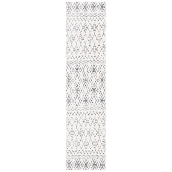 SAFAVIEH Tulum Delice Distressed Geometric Runner, 2'2" x 9', Ivory/Grey