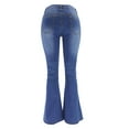 Womens Jeans Women's Mid Waist Wash Bell Bottoms Stretch Denim Loose ...