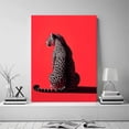 thumbnail image 2 of Mudket Framed Ready to Hang Red Wall Decor Leopard Canvas Wall Art, Minimalist Room Decor, Animal Wall Art Poster for Living Room Bedroom Office Decor Contemporary Home Decoration - 36"L x 24"W, 2 of 10