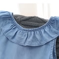 thumbnail image 6 of REDARER Girls Light Wash Denim Sleeveless Dress Ruffle Collar Front Tie Bow Loose Flowy A Line Summer Casual Kids Sundress,6-7 Years, 6 of 9
