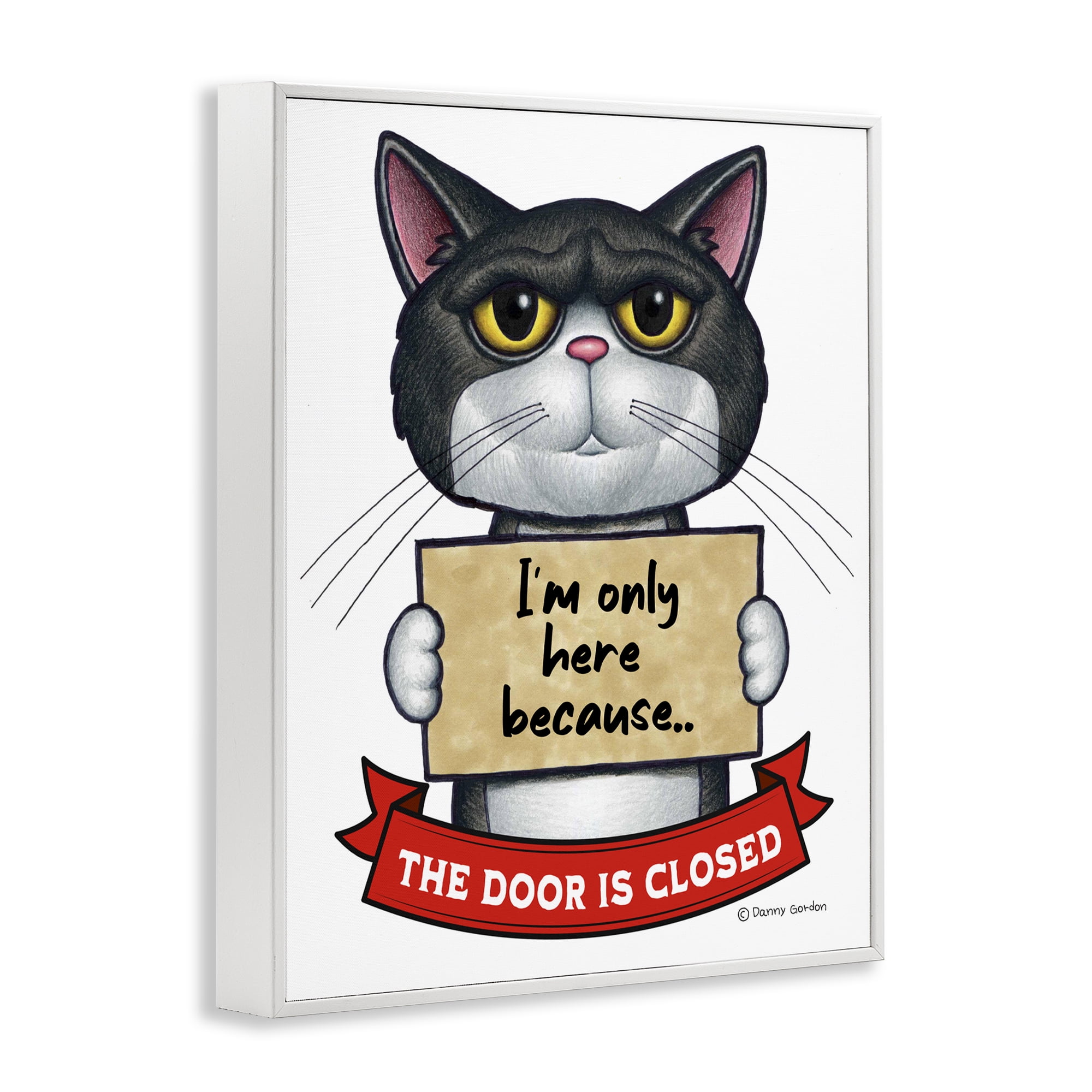 Here Because Door Is Closed White Framed Giclee Art, design by Danny Gordon Art