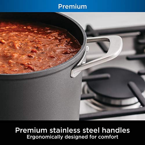 Ninja Foodi NeverStick Premium Hard-Anodized 6 1/2-Quart Stock Pot with Glass Lid, slate grey, C30465