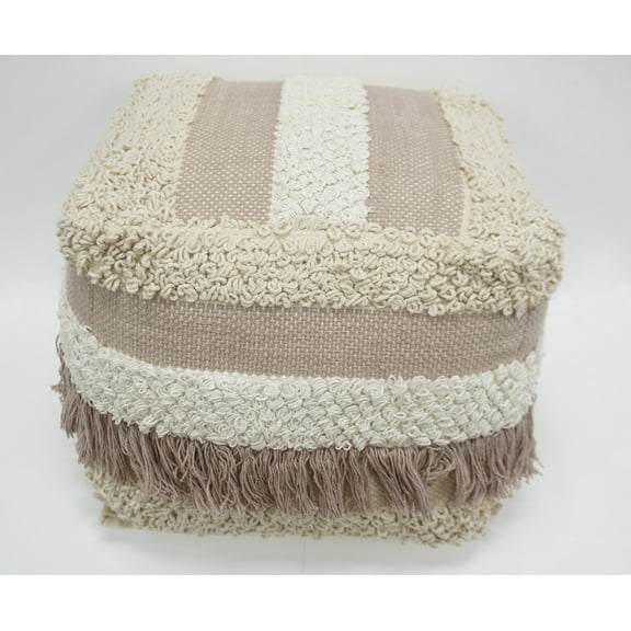 Home&Manor Wool Cotton Marko Cube Pouf
