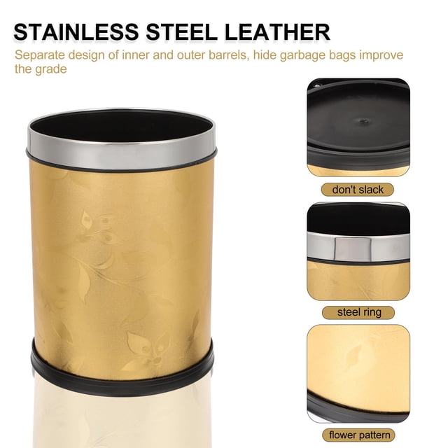 STRANDCHIC Golden Plastic Recycle Bins for Kitchen with Bag Concealment for Home Use 1Pack