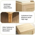thumbnail image 6 of KTENME 2 in 1 Natural Rattan Shoe Storage Bench & Shoe Cabinets with Padded Seat and Adjustable Shelf, Home Entrance Shoe Rack for Hallway Bedroom Living Room Dorm and Small Apartment, 6 of 8