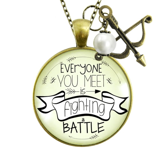 Fighting Battle Necklace Gutsy Goodness Female Adult Bronze Metal Jewelry