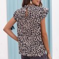 thumbnail image 4 of Top de manga con volantes y estampado de leopardo, cuello con volantes, camiseta informal de moda para mujer, camiseta de verano para citas, salida de ocio, fin de semana, albaricoque M, 4 of 6
