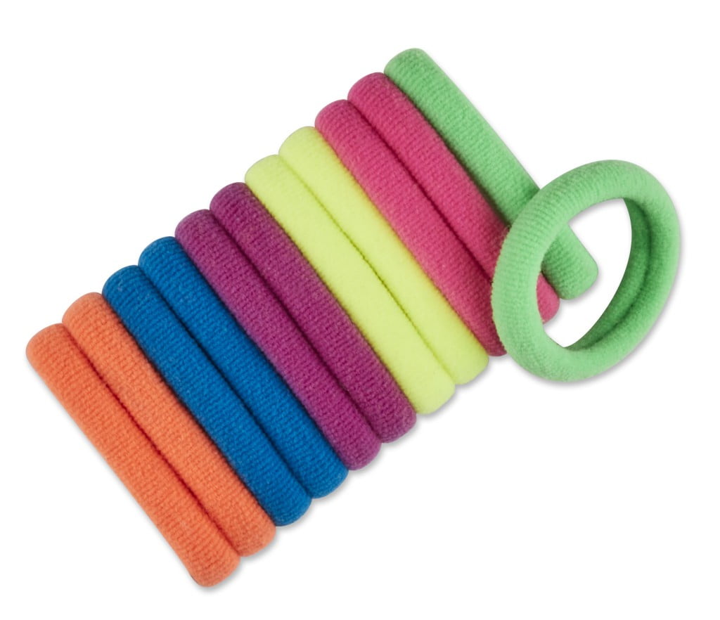 Scunci No-Damage Stretch Ponytailer Hairbands in Bright Colors, 12ct