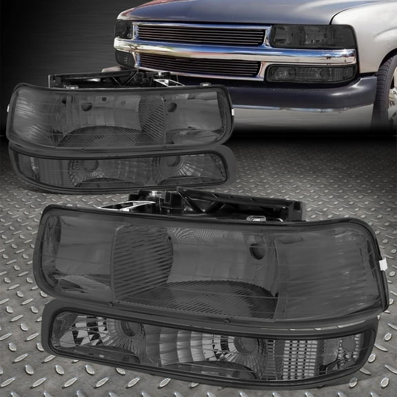 NUVISION for 99-02 Silverado 00-06 Suburban Tahoe Smoke Headlights Bumper Signal Lights