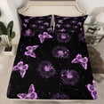 thumbnail image 2 of Manfei Romantic Purple Butterfly Bed Sheets, Retro Flower Floral King Sheets, Teen Kid Child Adult Sheet Set, Luxury Bedroom Decor, 4 Pieces, 2 of 7