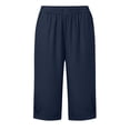 thumbnail image 2 of TaTaai Loose Fit Shorts for Women Cotton Linen Blend Solid Color Capris Casual Summer Bermuda Pants Elastic Waist Comfy Breathable Daily Wear Beach Vacation Gift, 2 of 6