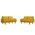 thumbnail image 4 of Uspridefurniture Acire Faux Leather Cushion Back 2Pcs Living Room Set, Mustard Yellow, 4 of 6