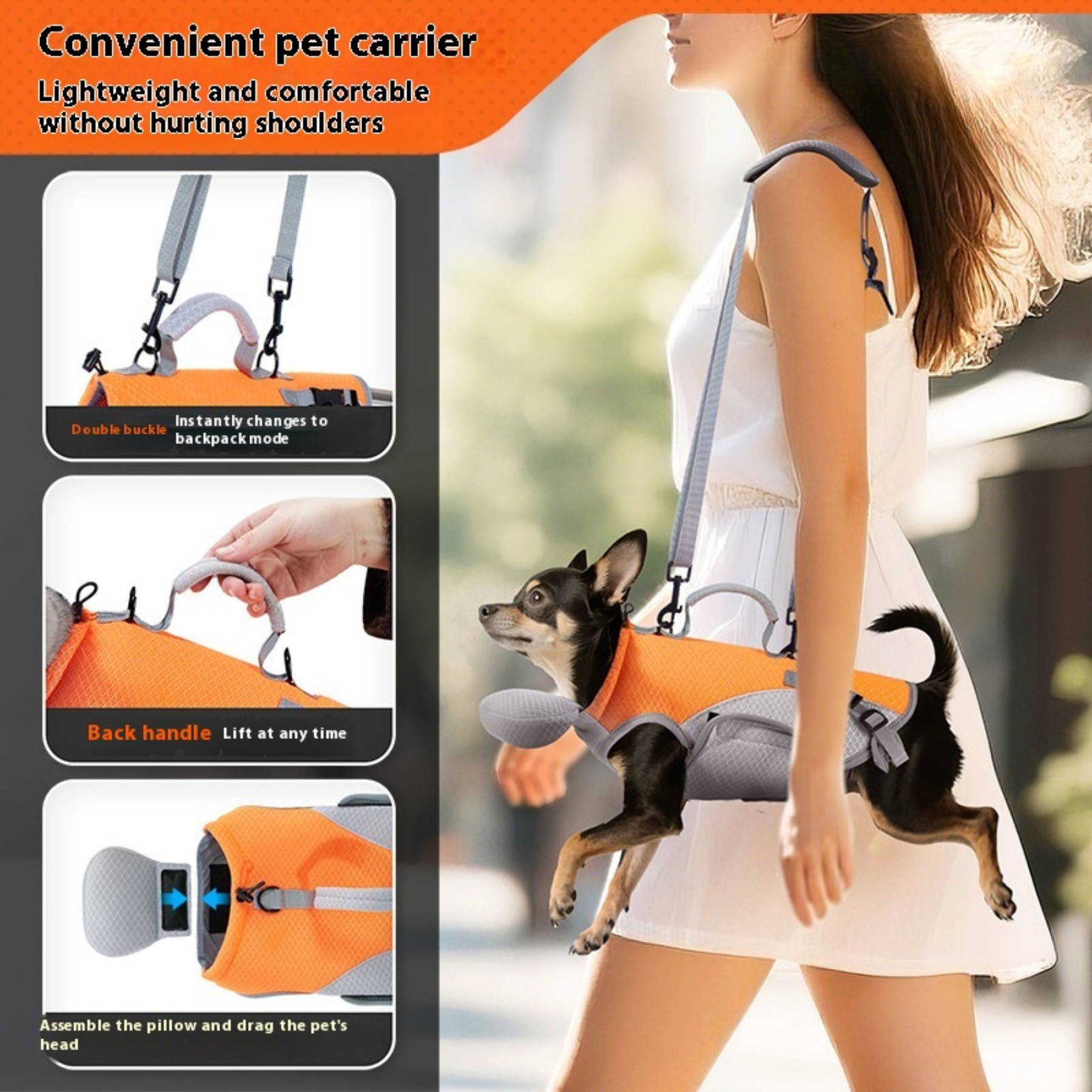 Polyester Hiking Dog Pack Multifunctional Pet Backpack for Small Dogs Cats Outdoor Walking Convenient Travel Carrier