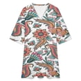 thumbnail image 4 of Paisley Pattern Flower Retro Womens Dress With Pockets Summer V Neck 3/4 Sleeve Dress Plus Size Loose Dress, 4 of 7
