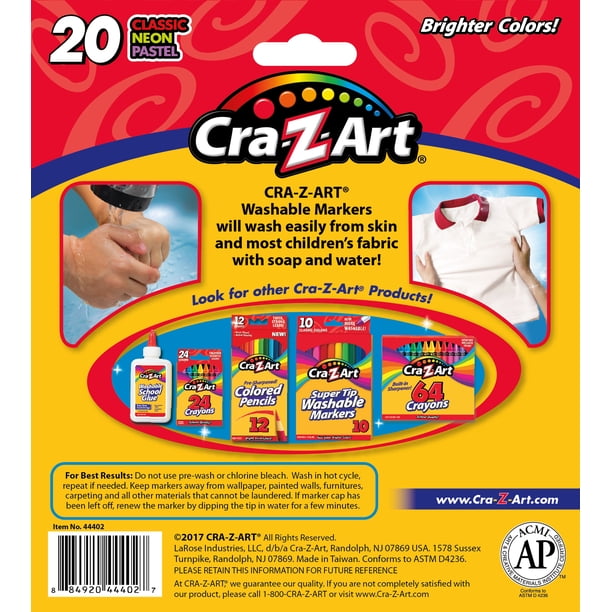 4 pack) Cra-Z-Art 20 Count Multicolor Broad Line Washable Art