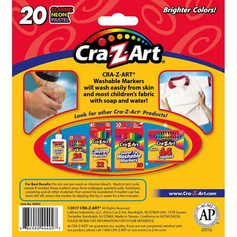 for Artist 30g 4本セット 4 pack) Cra-Z-Art 20 Count Multicolor Broad Line Washable Art