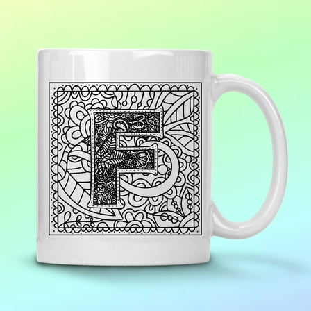 WHITE COFFEE MUG 11 OZ MONOGRAM F
