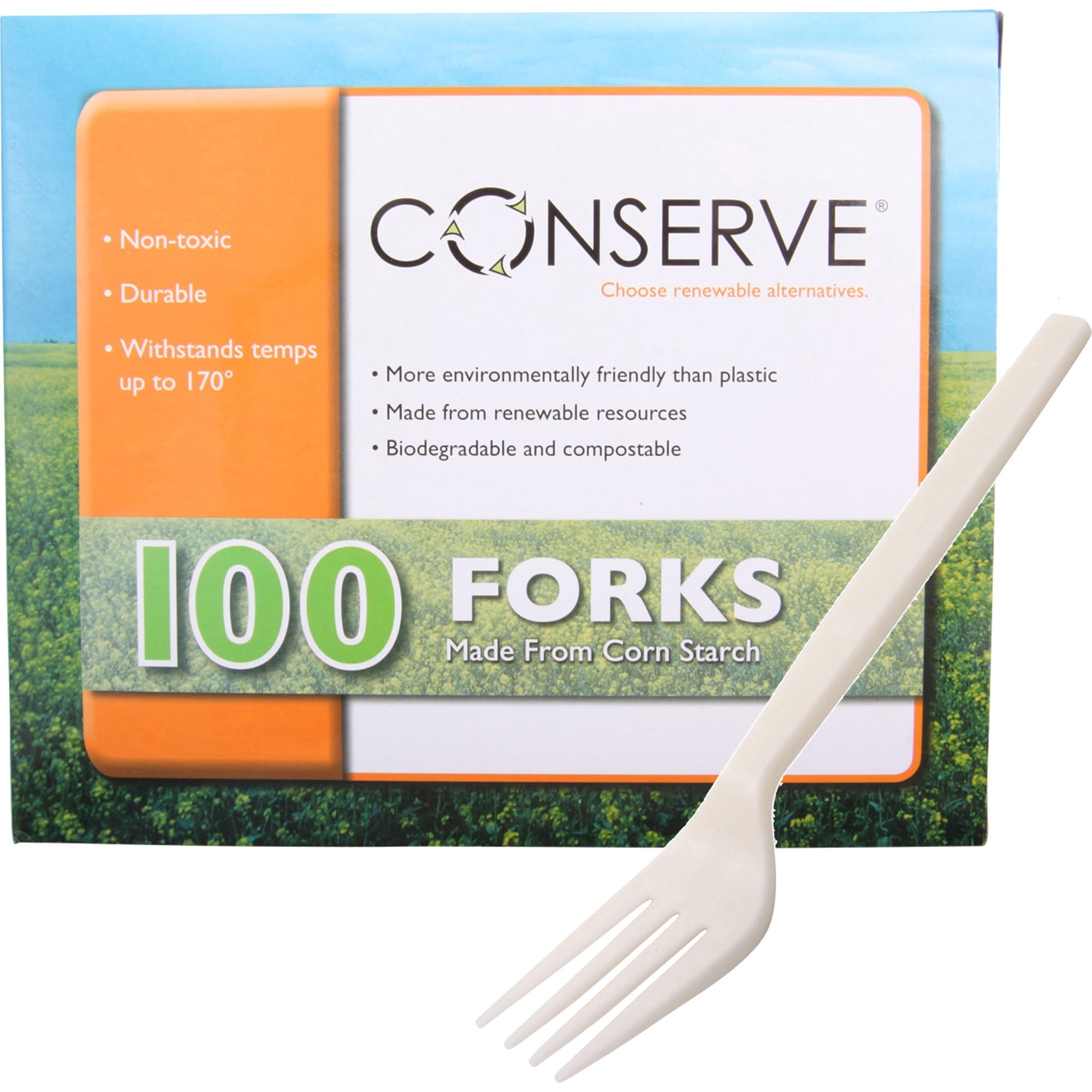 Conserve, BAU10231, Disposable Fork, 100 / Box, White - Walmart.com