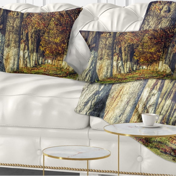 Designart Colorful and Serene Autumn Forest - Modern Forest Throw Pillow - 12x20