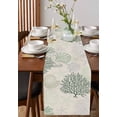 thumbnail image 4 of Sage Green Ocean Table Runner 108 Inches, Coastal Grey Coral Starfish Shell Bed Runner Dresser Scarves Tabletop for Indoor Outdoor Parties/Ceremony/Banquet, 13"x 108", 4 of 8