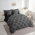 thumbnail image 3 of Manfei Cartoon Romantic Rose Bedding Comforter Set 7pcs, Black Grey Queen Bedding Sets, Vintage Flower Floral Reversible Queen Sheet Sets, Ultra Soft Home Decor, 3 of 7