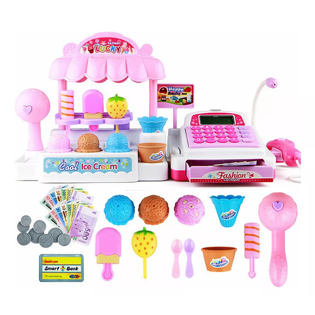 Juego De Juguete De Caja Registradora De Helado rosa