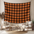 thumbnail image 2 of Black Orange Plaid Tapestry for Bedroom Wall Hanging Tapestry, Farmhouse Buffalo Check Gingham Ceiling Backdrop Tapestries Poster Blanket Wall Decor for Teens Room Living Room Dorm 55" x 73", 2 of 8