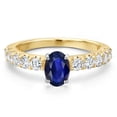 thumbnail image 3 of Gem Stone King 14K Two Tone Gold Blue Sapphire and Lab Grown Diamond Engagement Ring for Women | 1.22 Cttw | Oval 7X5MM | Gemstone September Birthstone | Size 6, 3 of 6