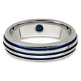 thumbnail image 5 of Edward Mirell Titanium Trpl Groove Blue Anodized & Sapphire Ring Size: 9; for Adults and Teens; for Women and Men, 5 of 8