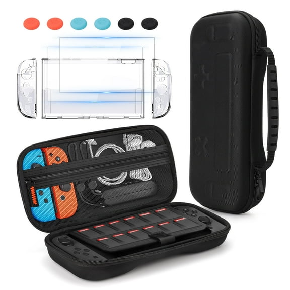 EEEkit 10-in-1 Accessories Bundle Fit for Nintendo Switch 2, Carrying Case Travel Bag with Protective Case Cover, Screen Protector & Joystick Caps