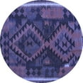 thumbnail image 1 of Ahgly Company Indoor Round Oriental Blue Traditional Area Rugs, 7' Round, 1 of 4
