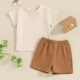 thumbnail image 6 of Okbabeha Baby Boy Summer Clothes Toddler Outfits Short Sleeve T Shirt Top Elastic Waist Shorts Infant 2Pcs Clothing Set, 6 of 6