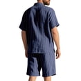 thumbnail image 6 of WWV Mens Shorts Set Lapel Short Sleeve Pocket Button Shirt Mid Waist Shorts Outfits Solid Color Stylish Loose Fit Going out Leisure Suit Navy XL, 6 of 6