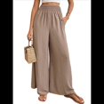 thumbnail image 2 of Pantalones Palazzo de para Mujer, de Pierna , Estilo Bohemio, de Cintura Alta, Informales, para Estar en Casa, para Vacaciones en la Playa. Caqui L, 2 of 10