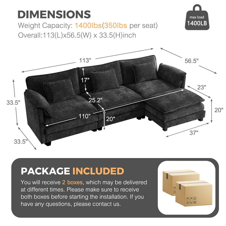 JULY'S SONG 113'' Modular Sectional Sofa with with Movable