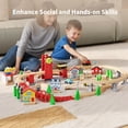 thumbnail image 4 of Table de Train – Ensemble et Table de Train en Bois de 92 Pcs – 3 Bacs de Rangement – Rails, Chemin de Fer et Ville – Cadeau pour Tout-Petits Garçons et Filles de 3 Ans et Plus, 4 of 8