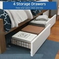 thumbnail image 3 of VanAcc Queen Bed Frame with 49" Tall Bookcase Headboard, Metal Platform Bed with 4 Storage Drawers, LED Lights & Charging Station, Rustic Brown, 3 of 7