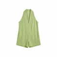 thumbnail image 4 of WAGUTH Women's Cotton Linen Halter Rompers Sleeveless V-Neck Shorts Jumpsuit with Pockets for Summer Beach Vacation & Casual Daily, 4 of 4
