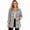 Gray, variant on Polyester Waffle-Knit Shacket, Loose Long-Sleeve Button-Down Top with Classic Collar and Single Chest Pocket