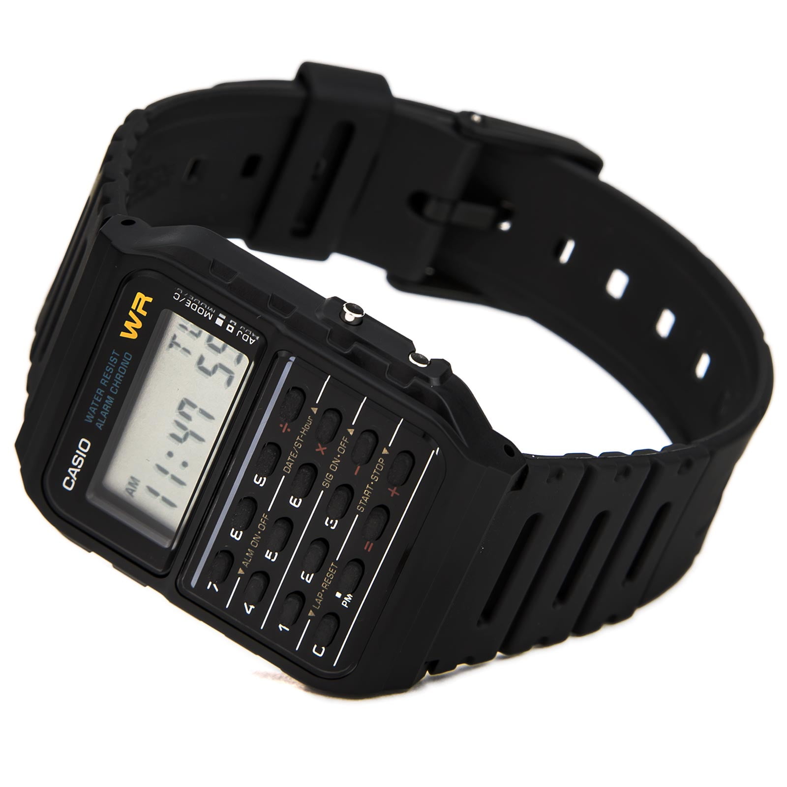 CA53W-1 Men's Databank Black Dial Rubber Strap Calculator Chrono Watch
