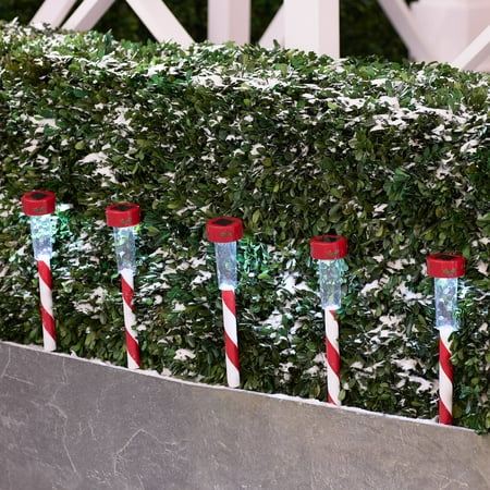 Holiday Time 12-Piece Solar Powered Lawn Stake Christmas Light Set, 15.7 inches