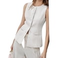thumbnail image 3 of Sleeveless Solid Color Women Work Office Slim Waistcoat Vest Blazer, 3 of 6