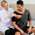 thumbnail image 6 of Mens Post Op Recovery Shirt, Shoulder Surgery Side Snap Tee, Arm Sling Access Solid Adaptive Wear Gray XL, 6 of 6